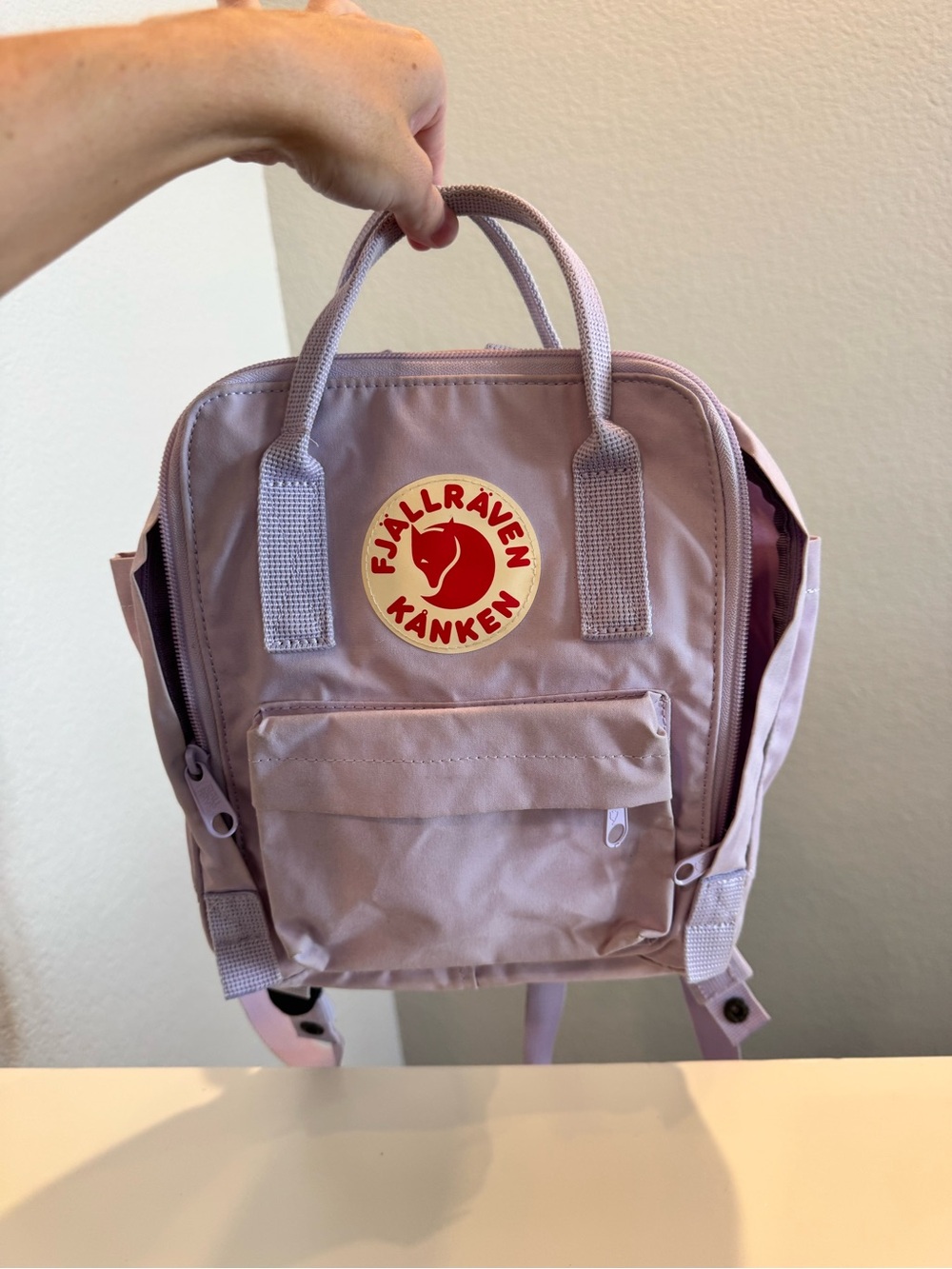 Fjallraven Kanken Lilac Backpack with Orange Pouch and Green Wallet - Picture 10 of 10